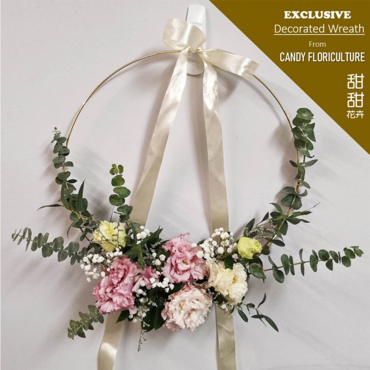 Decorated Wreath with Fresh Cut Flowers