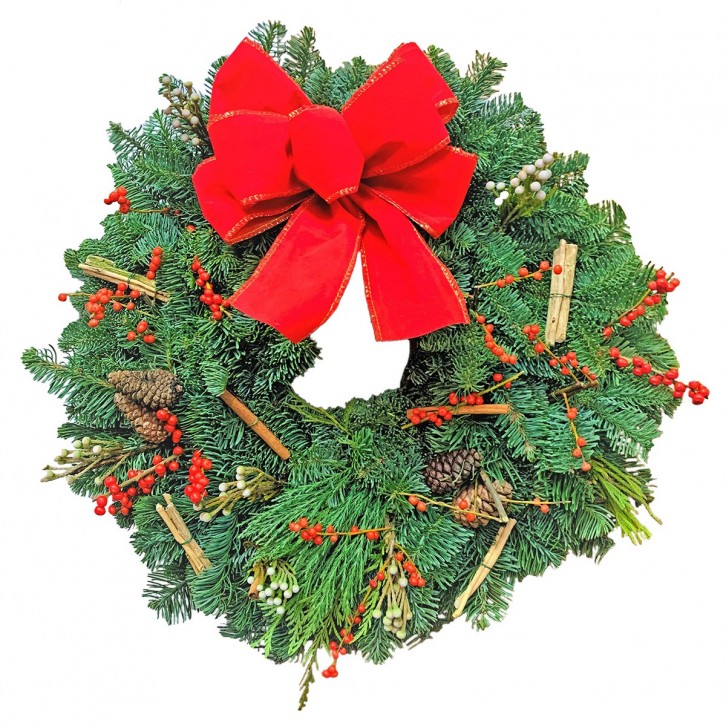 Decorated 13-30 inch Fresh Christmas Wreath