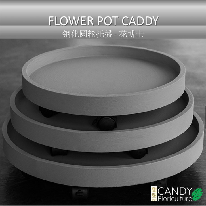 Flower Pot Caddy 钢化圓轮托盤 (HuaBoShi 花博士) Saucer with wheels