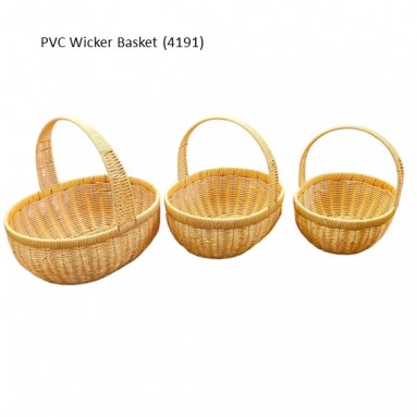 PVC Wicker Basket with Handle 4191