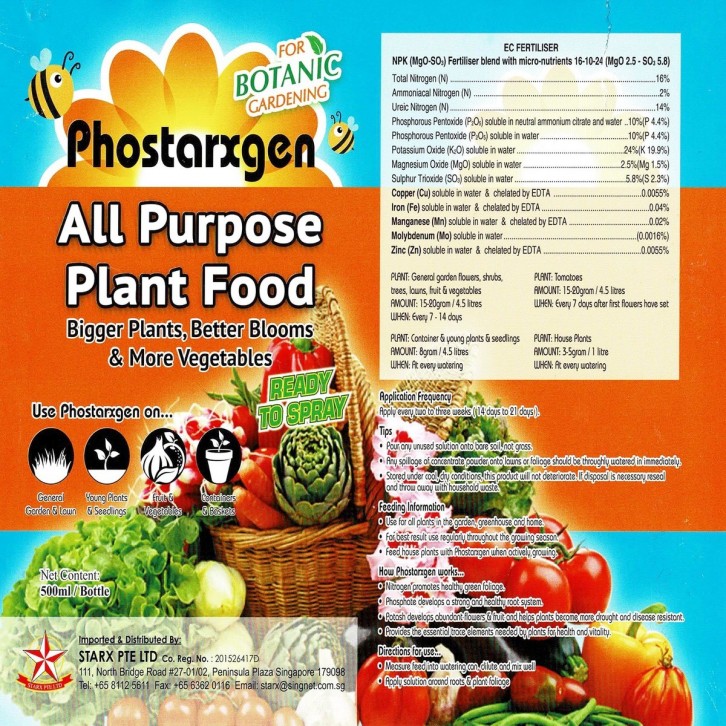 All-Purpose Plant Food Phostarxgen NPK 16-10-24 (STARX)