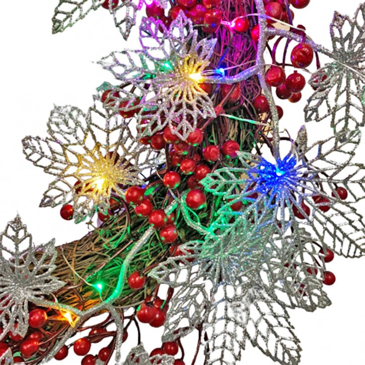 15 inches Artificial Christmas Wreath with LED Lights