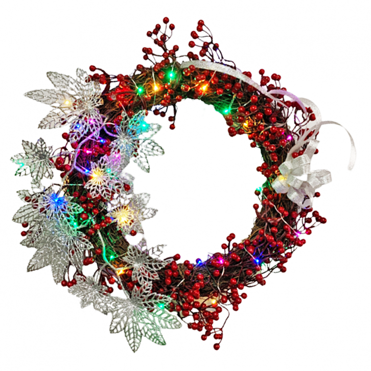 15 inches Artificial Christmas Wreath with LED Lights